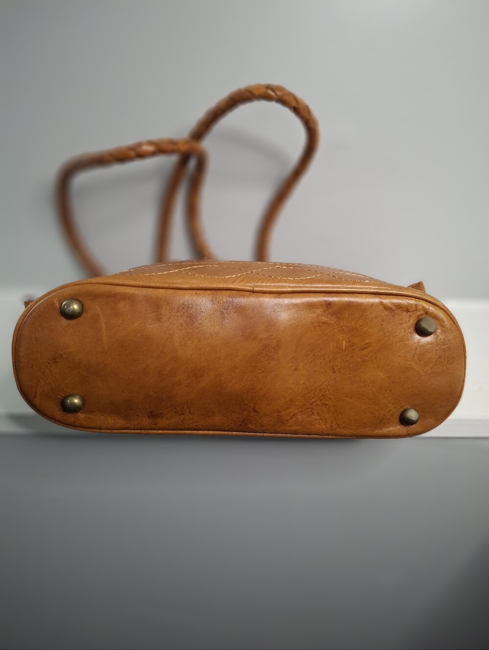 Patricia Nash Tooled Leather Cognac Tote Braided Handles Embossed EUC - Picture 3 of 7